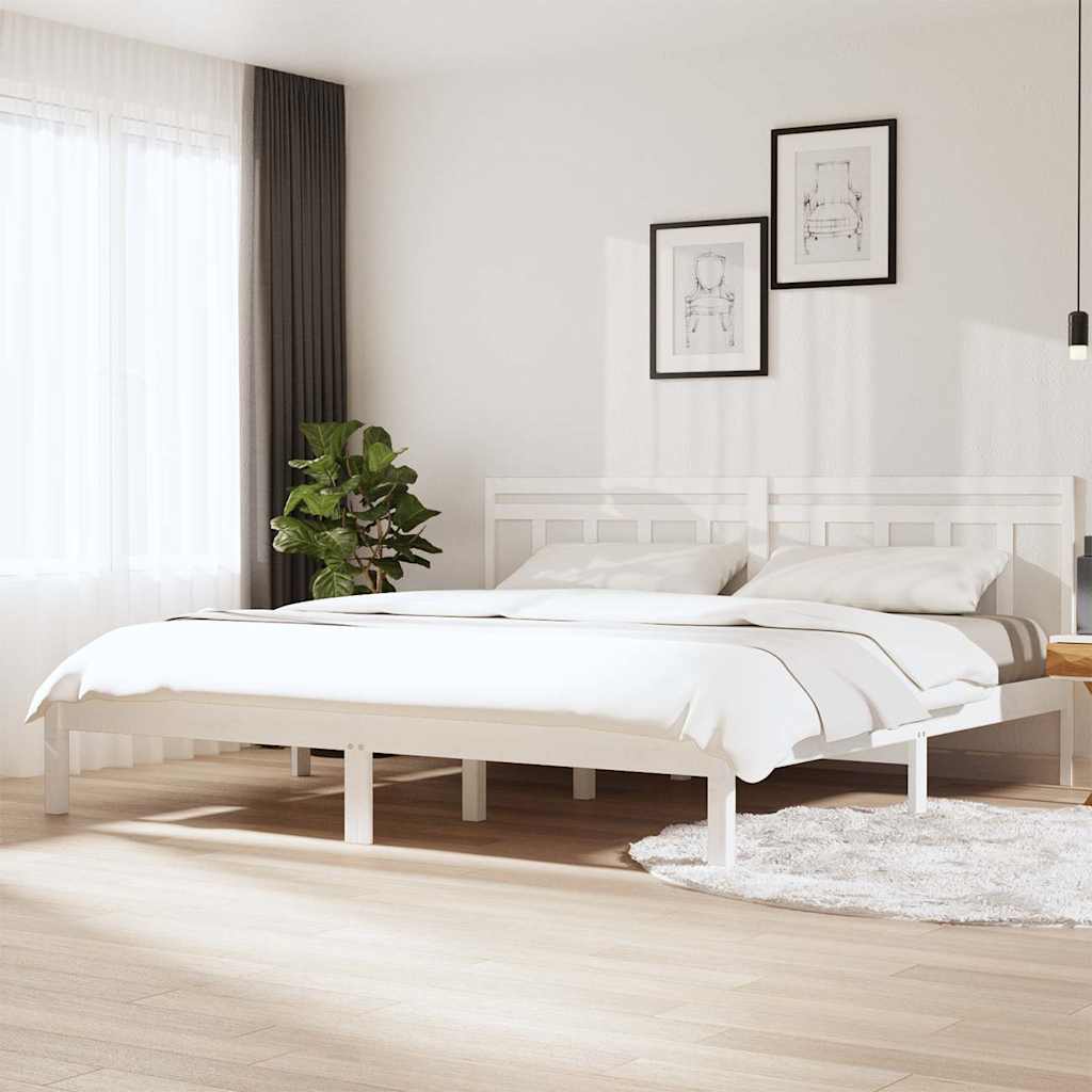 Bedframe massief hout wit 180x200 cm