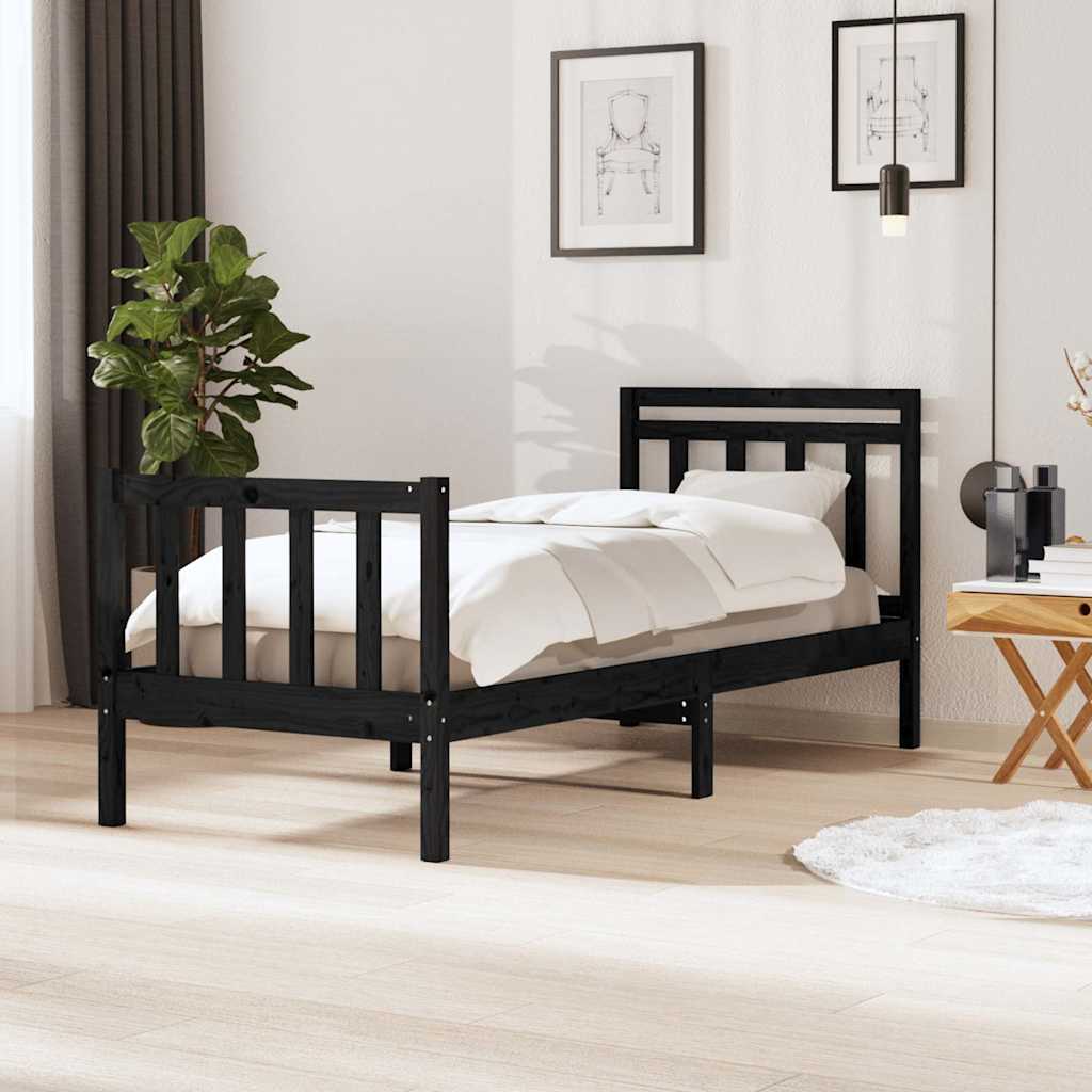 Massivholzbett Schwarz 75x190 cm