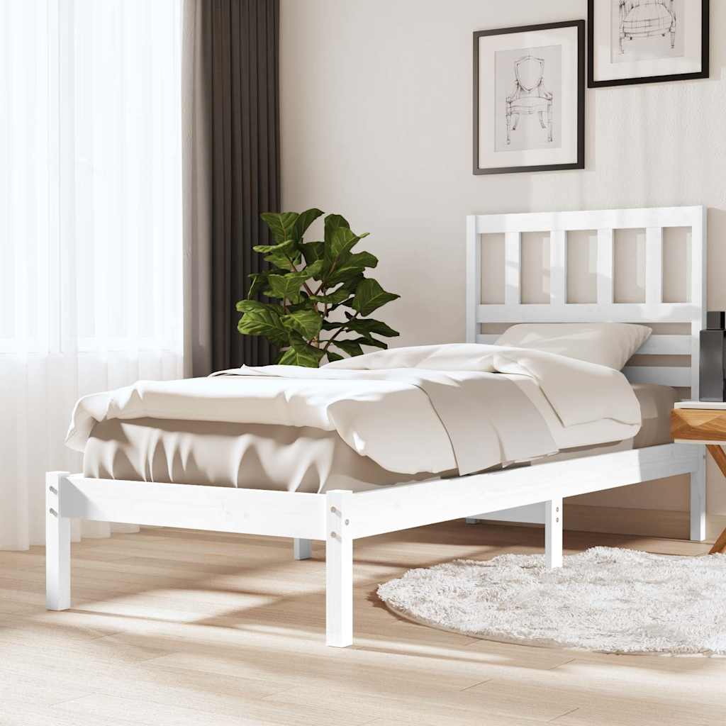 Massivholzbett ohne Matratze Weiß 75x190 cm Kiefernholz