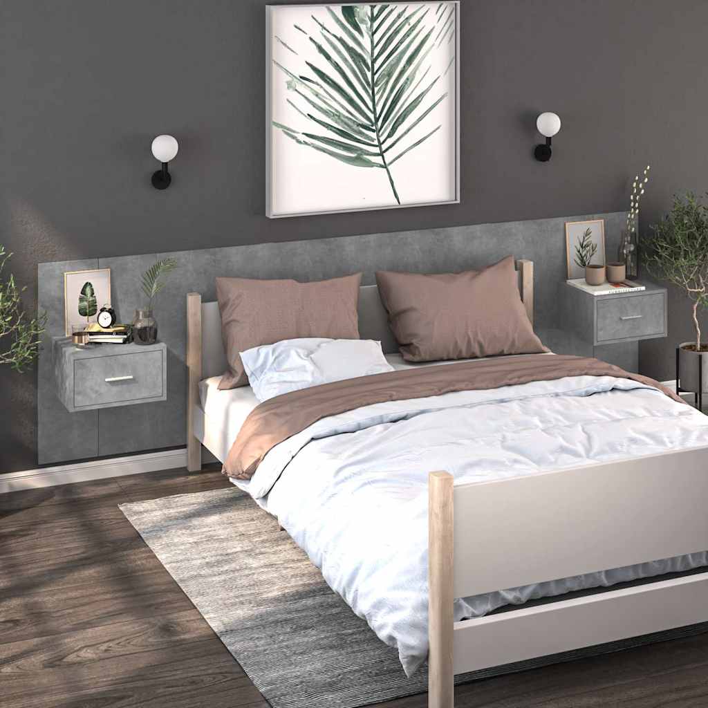 Wand-Nachttische 2 Stk. Betongrau