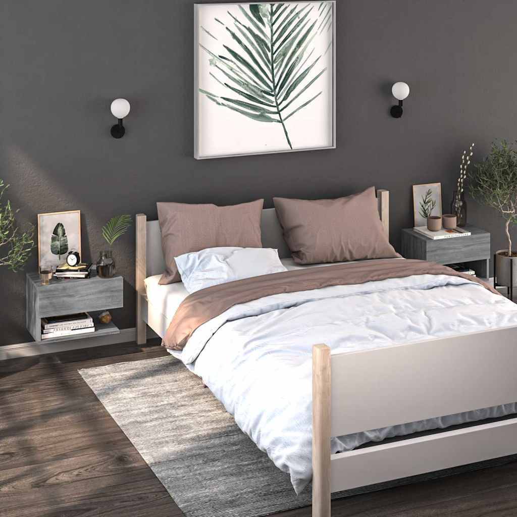 Wand-Nachttische 2 Stk. Grau Sonoma