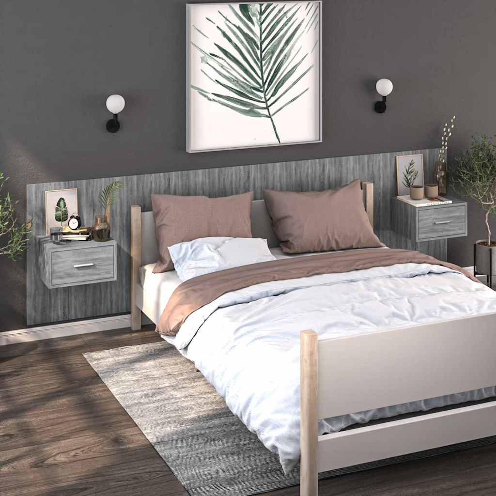 Wand-Nachttische 2 Stk. Grau Sonoma