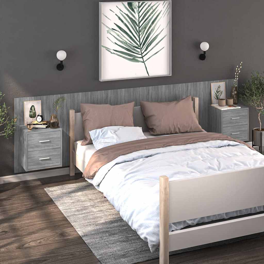 Wand-Nachttische 2 Stk. Grau Sonoma