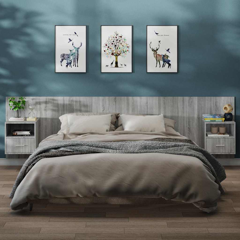 Wand-Nachttische 2 Stk. Grau Sonoma