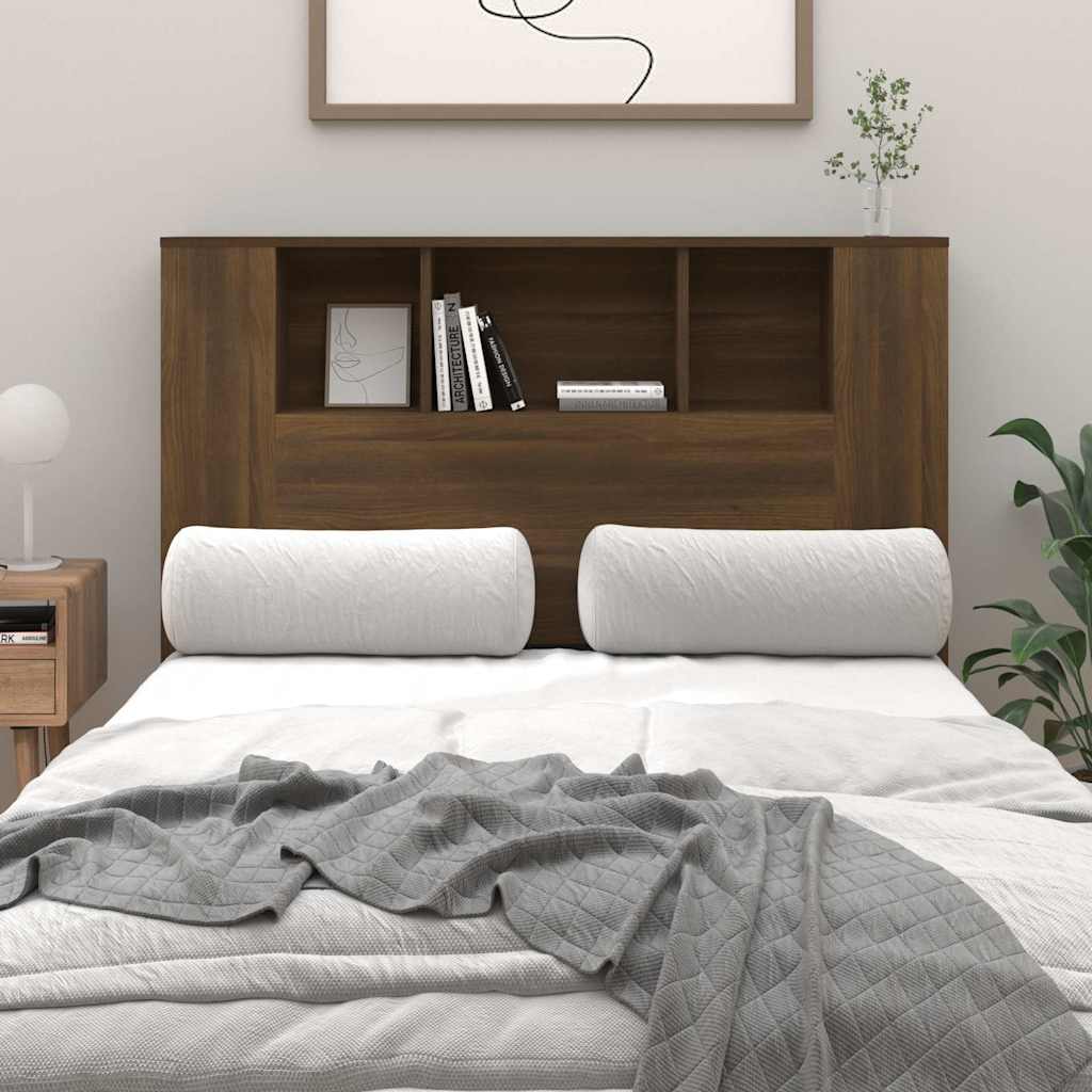Kopfteil mit Ablagen Braun Eichen-Optik 120x18,5x102,5 cm