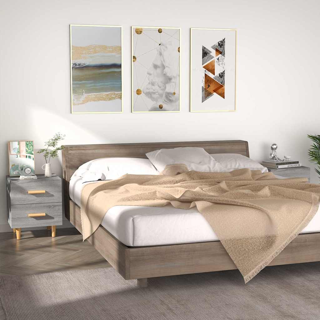 Nachttische 2 Stk. Grau Sonoma 40x35x47,5 cm