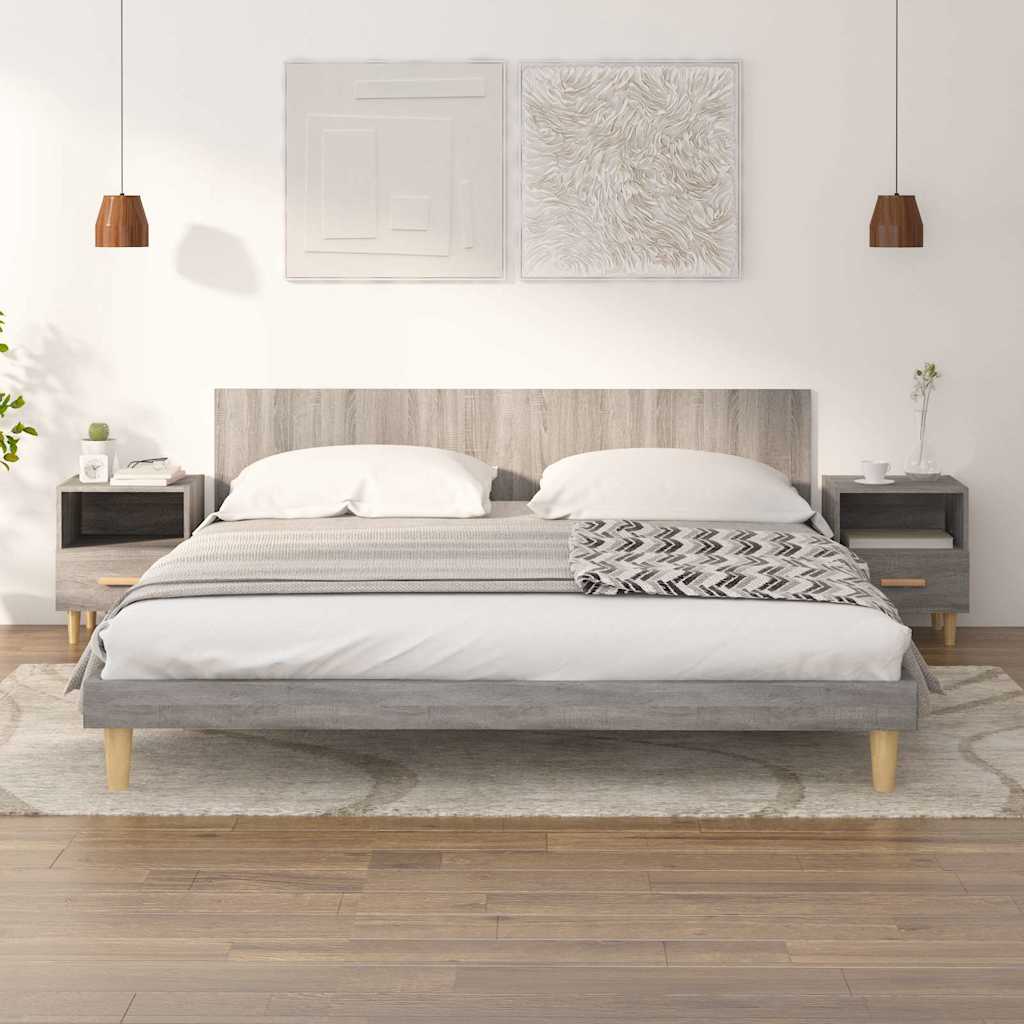 Nachttische 2 Stk. Grau Sonoma 40x35x47 cm