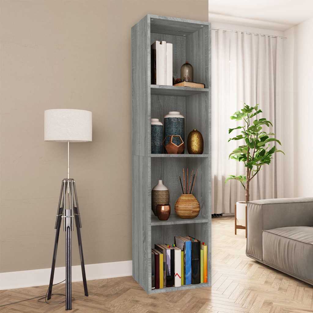 Bücherschrank/TV-Schrank Grau Sonoma 36x30x143 cm Holzwerkstoff