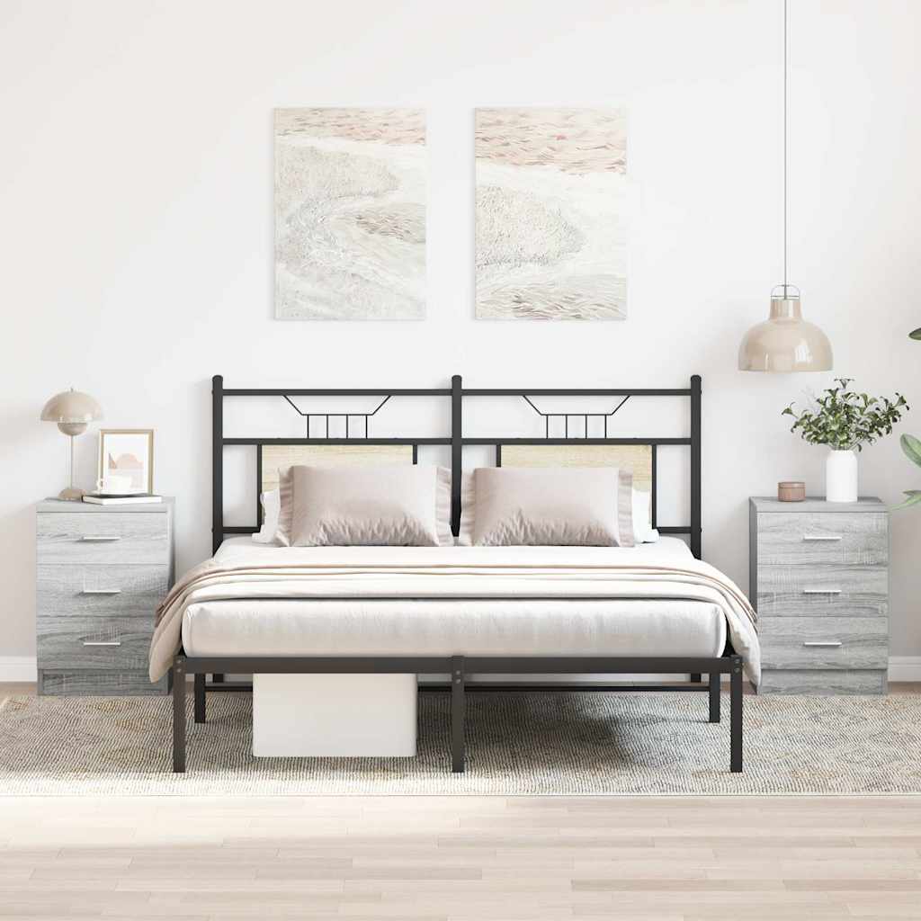 Nachttische 2 Stk. Grau Sonoma 38x35x56 cm Holzwerkstoff