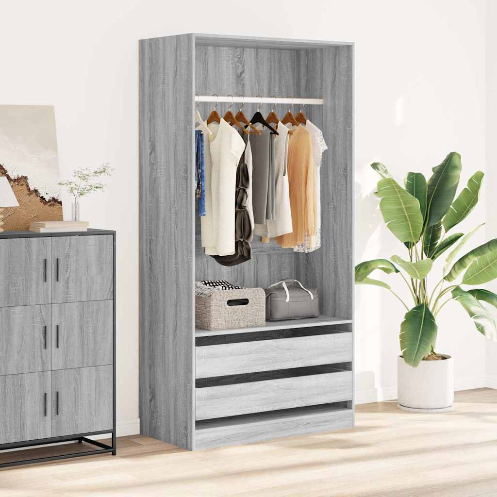 Kleiderschrank Grau Sonoma 100x50x200 cm Holzwerkstoff