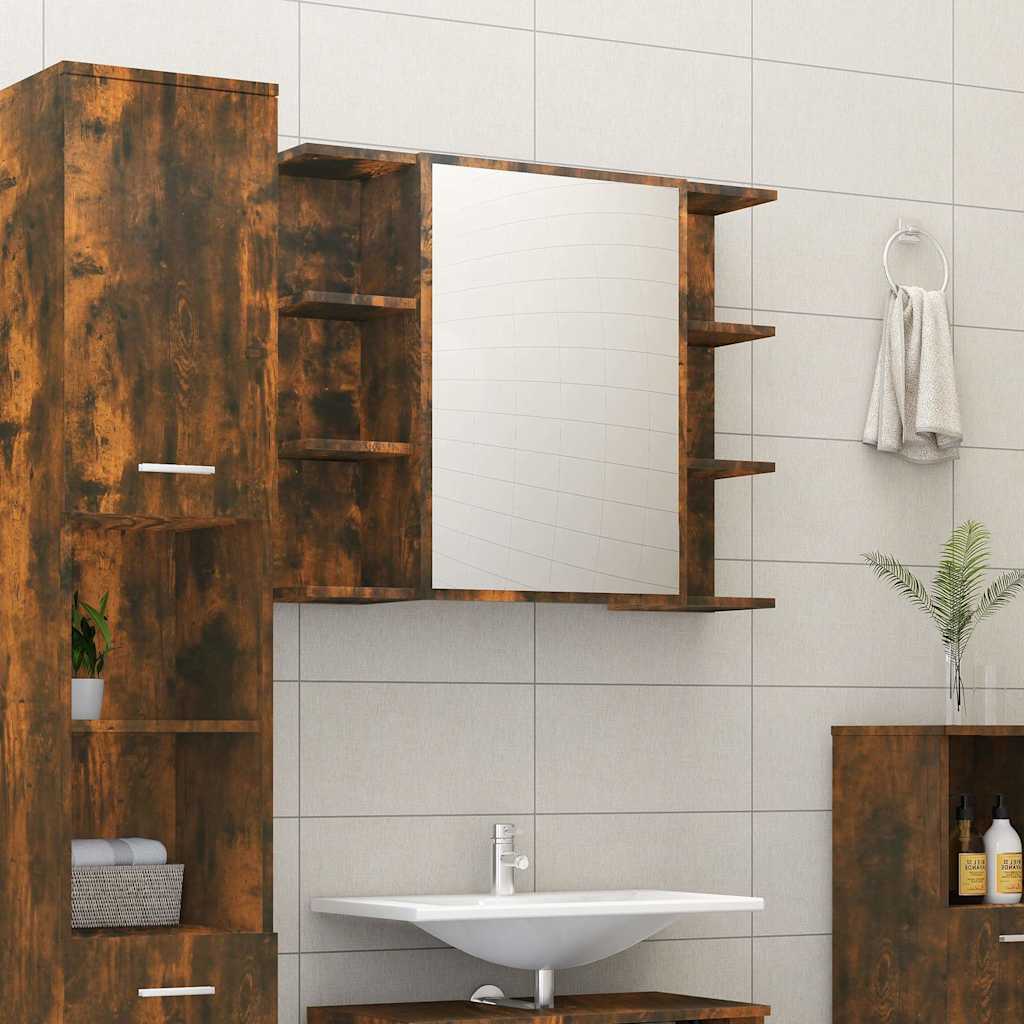 Bad-Spiegelschrank Räuchereiche 80x20,5x64 cm Holzwerkstoff
