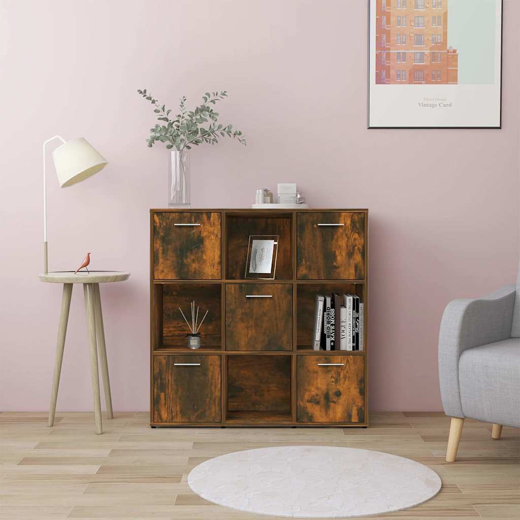 Bücherregal Räuchereiche 90x30x90 cm Holzwerkstoff
