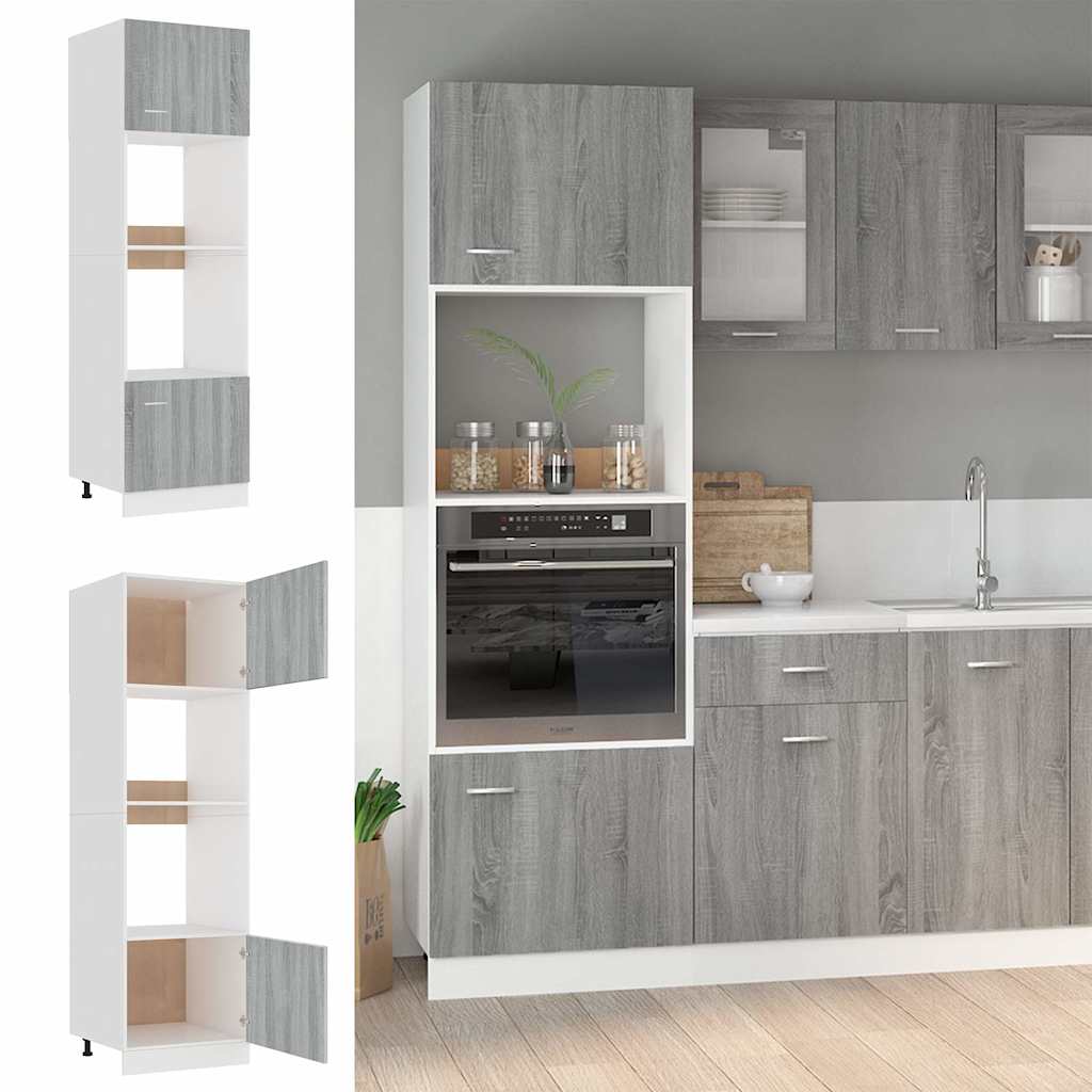 Mikrowellenumbauschrank Lyon Grau Sonoma 60x57x207 cm Holzwerkstoff