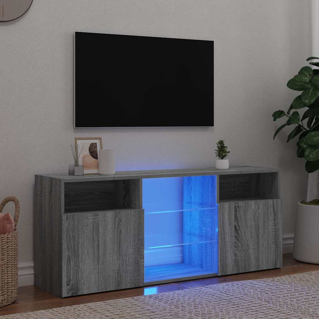 TV-Schrank mit LED-Leuchten Grau Sonoma 120x30x50 cm
