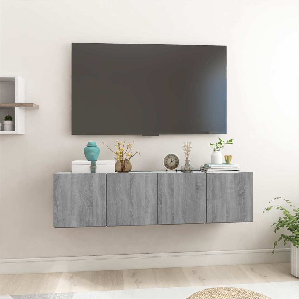 TV-Schrankset 2 pcs Grau Holzwerkstoff