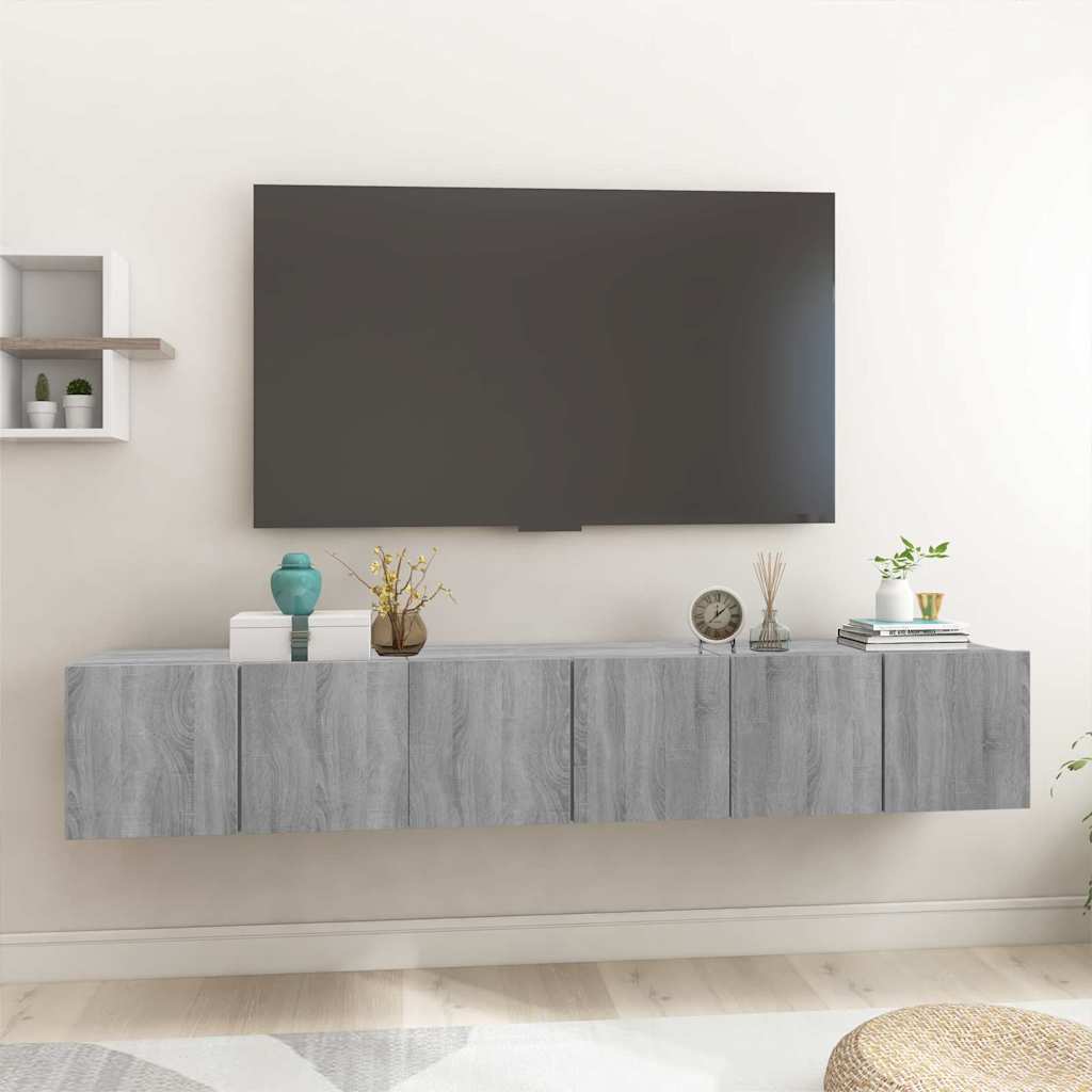TV-Schrankset 3 pcs Grau Holzwerkstoff