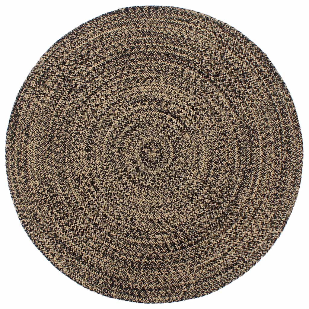 Teppich Handgefertigt Jute Schwarz und Braun 210 cm