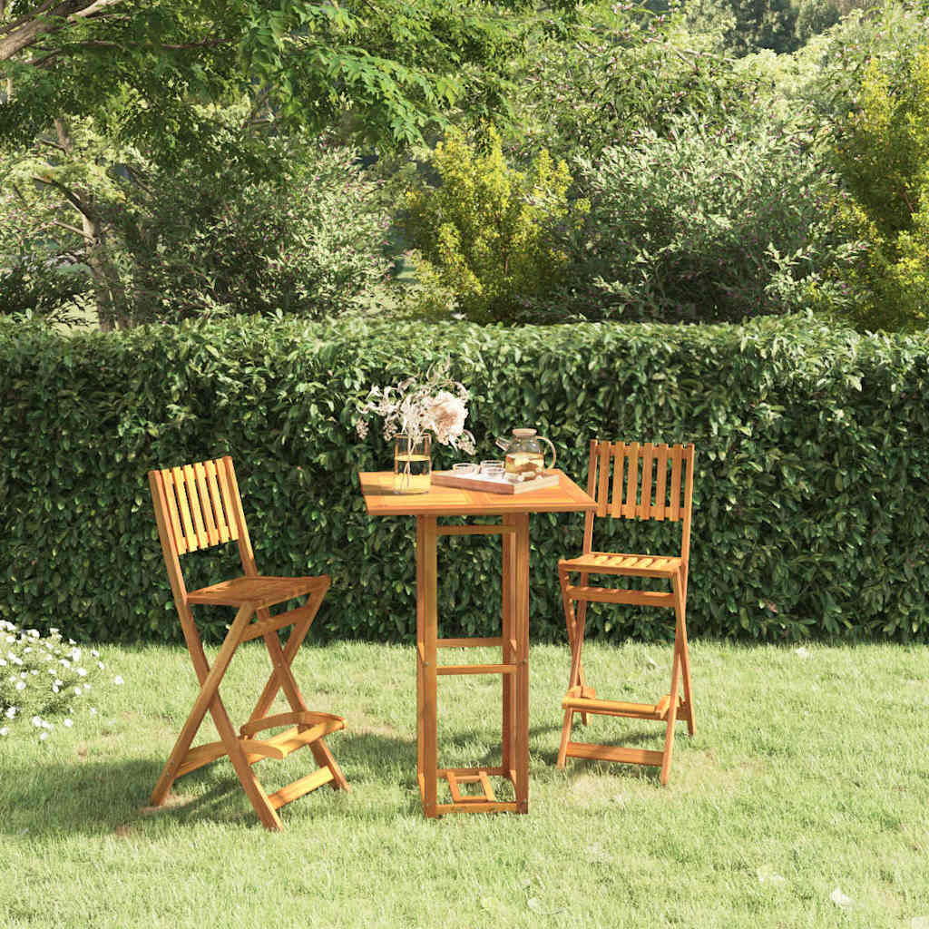 3-tlg. Gartenbar-Set Massivholz Akazie