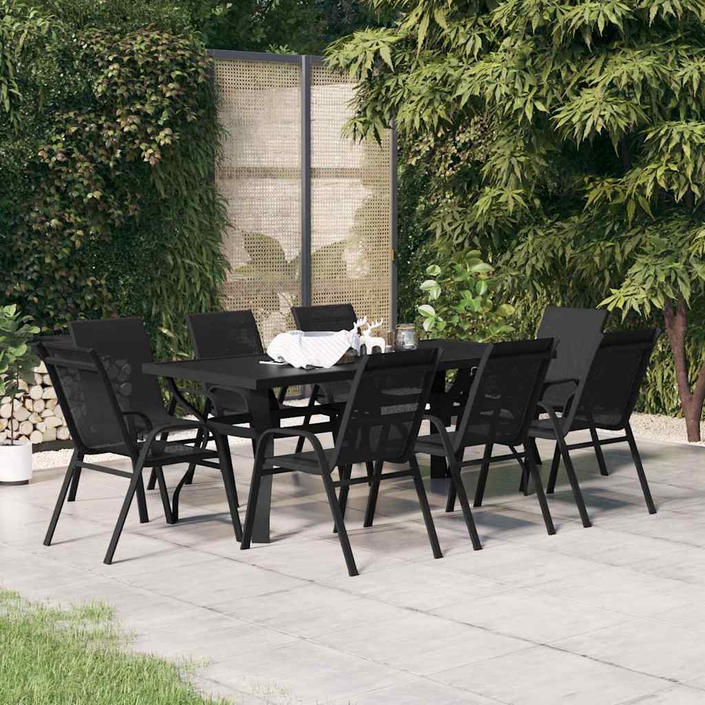 9-tlg. Garten-Essgruppe Schwarz