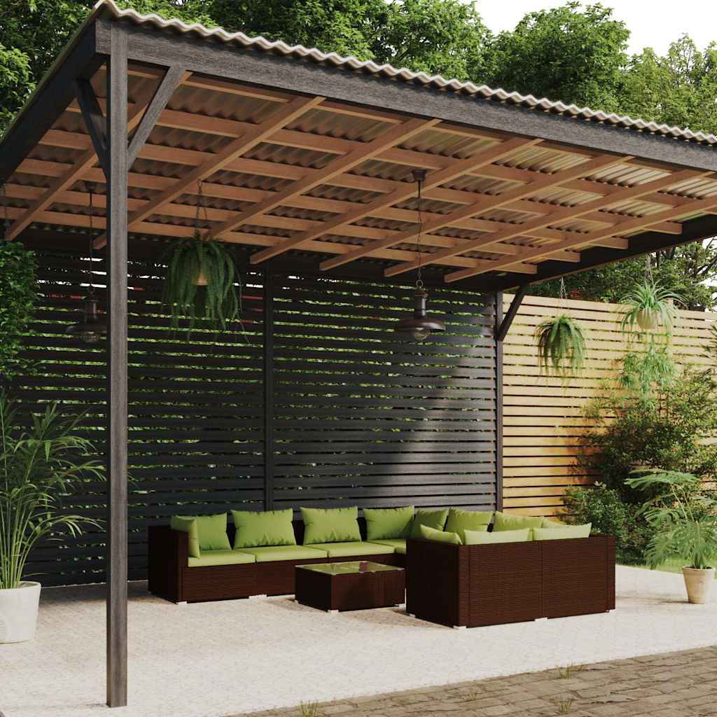 9-tlg. Garten-Lounge-Set mit Kissen Poly Rattan Braun