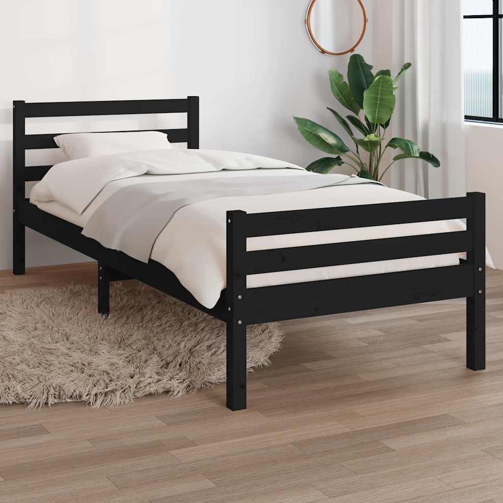 Massivholzbett Schwarz 100x200 cm