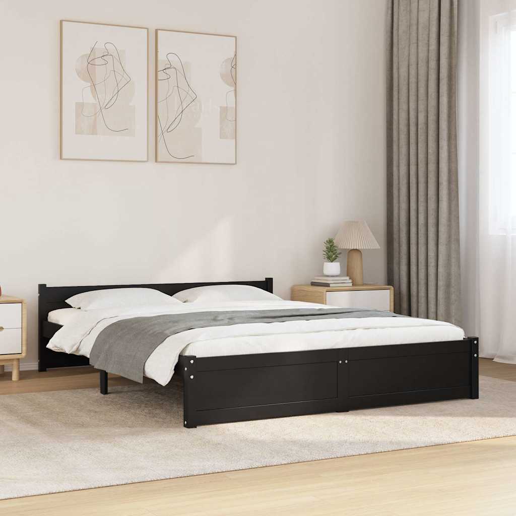 Massivholzbett Schwarz 140x190 cm