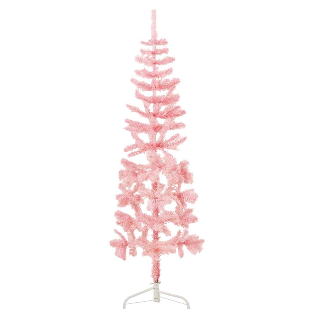 Künstlicher Halb-Weihnachtsbaum mit Ständer Schlank Rosa 150 cm