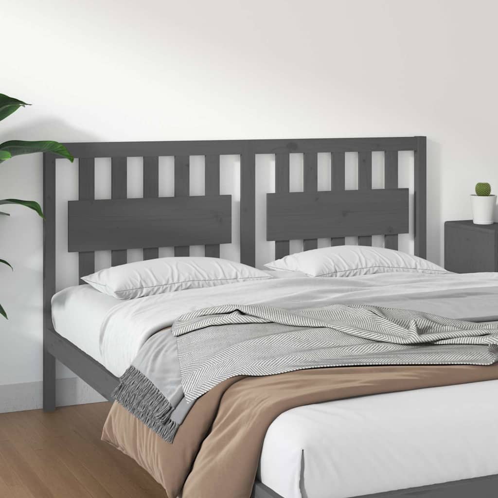 Bett-Kopfteil Grau 165,5x4x100 cm Massivholz Kiefer