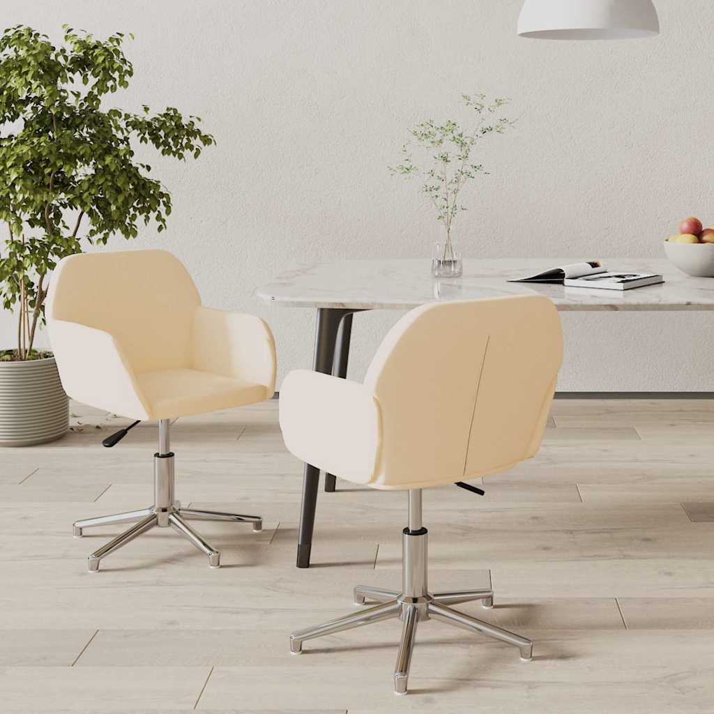Esszimmerstühle 2 Stk. Drehbar Creme Stoff