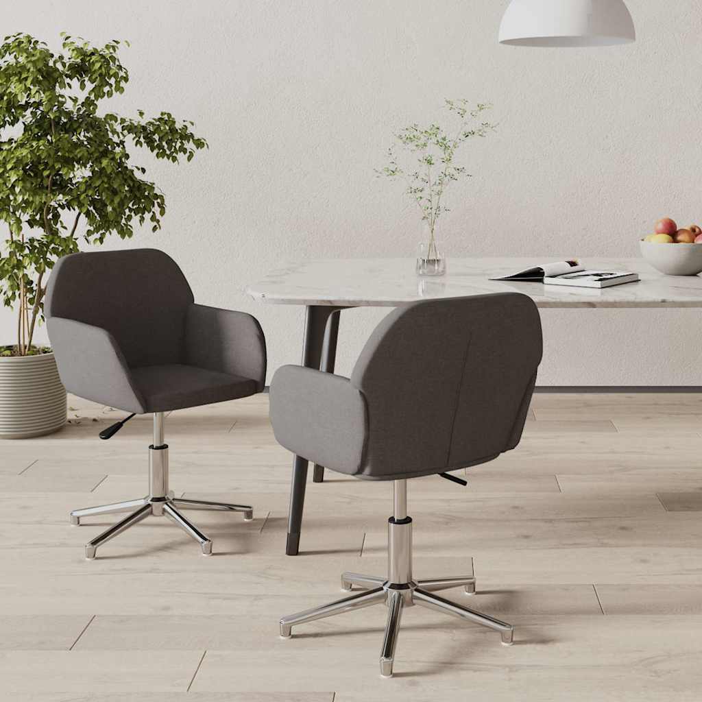 Esszimmerstühle 2 Stk. Drehbar Dunkelgrau Stoff
