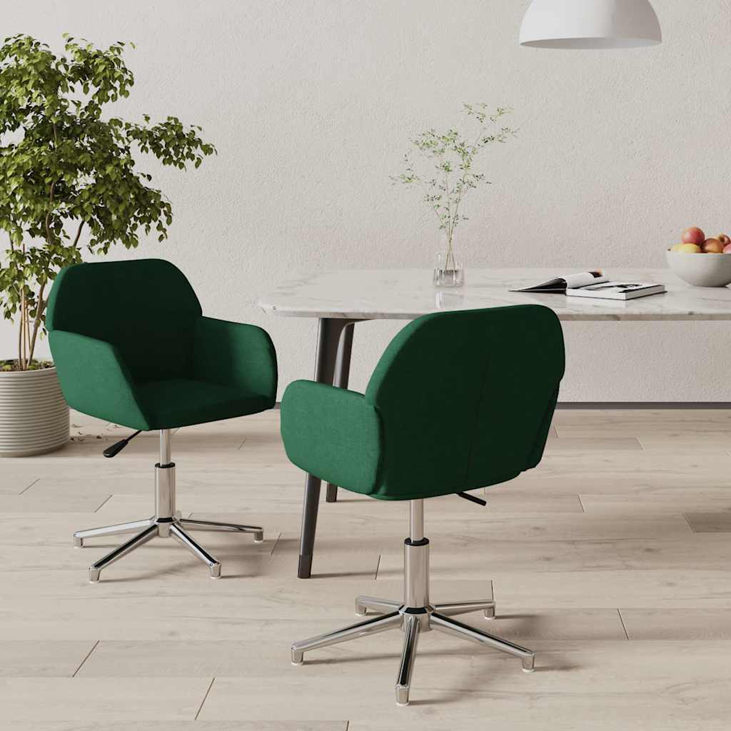 Esszimmerstühle 2 Stk. Drehbar Dunkelgrün Stoff