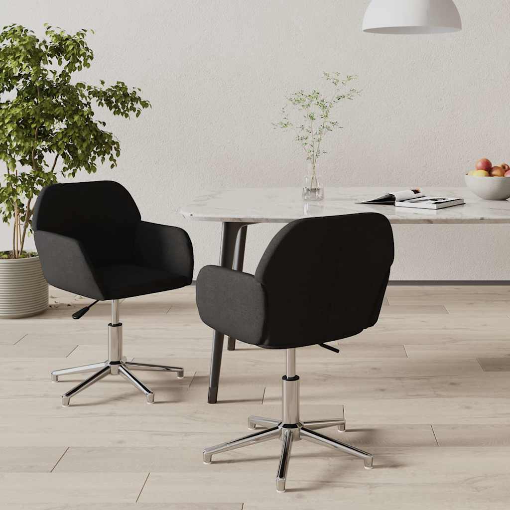 Esszimmerstühle 2 Stk. Drehbar Schwarz Stoff