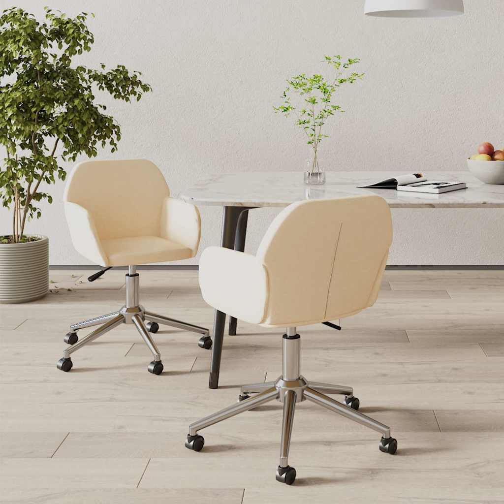 Esszimmerstühle 2 Stk. Drehbar Creme Stoff