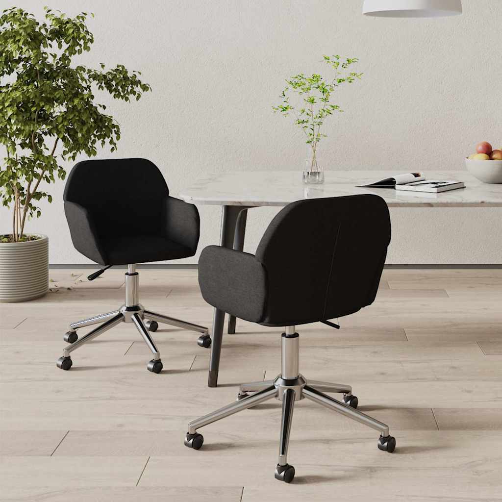 Esszimmerstühle 2 Stk. Drehbar Schwarz Stoff