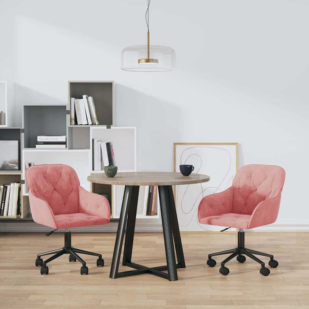 Esszimmerstühle 2 Stk. Drehbar Rosa Samt