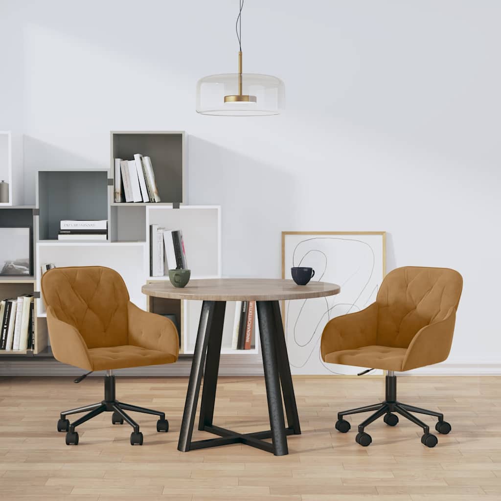 Esszimmerstühle 2 Stk. Drehbar Braun Samt