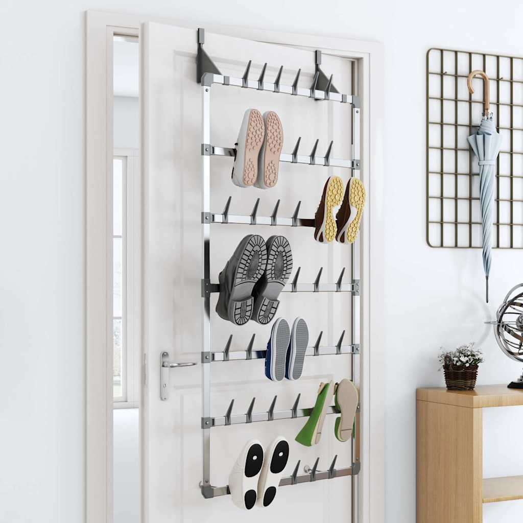 Hängender Schuhe-Organizer Silbern 66x13x139 cm