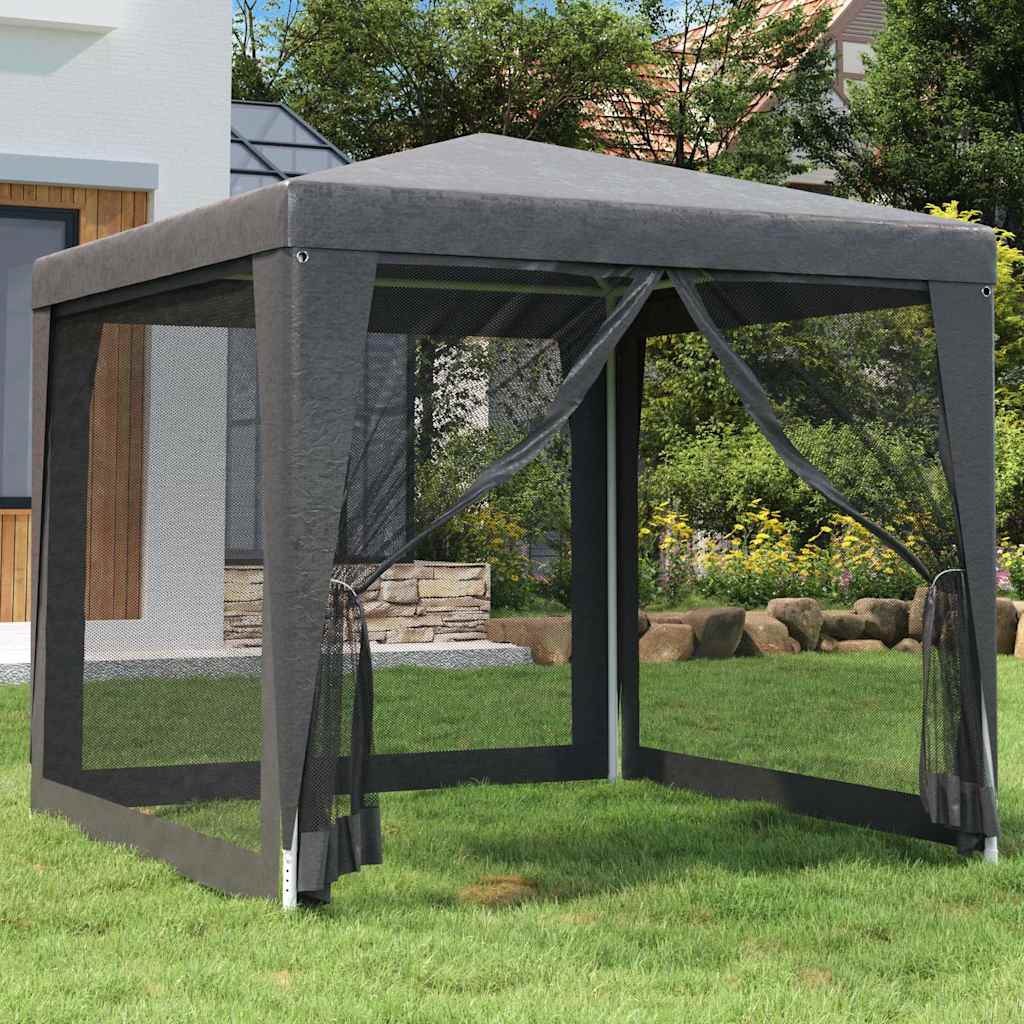 Partyzelt mit 4 Mesh-Seitenwänden Anthrazit 2,5x2,5 m HDPE