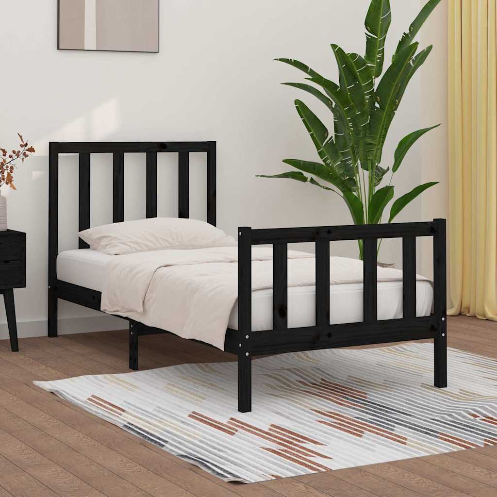 Massivholzbett Schwarz 75x190 cm