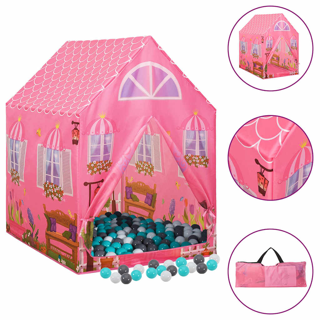 Kinder-Spielzelt mit 250 Bällen Rosa 69x94x104 cm