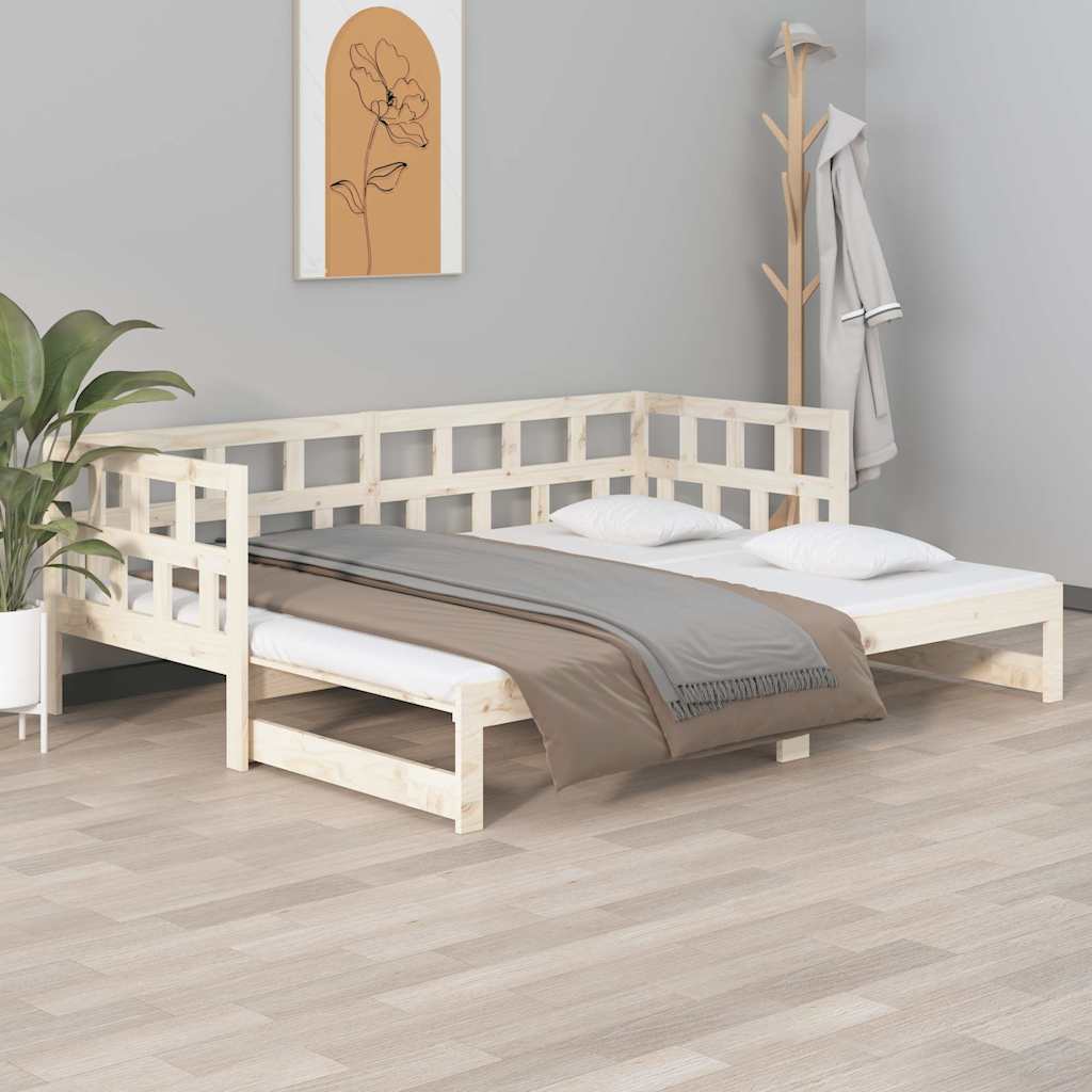 Tagesbett Ausziehbar Massivholz Kiefer 2x(80x200) cm
