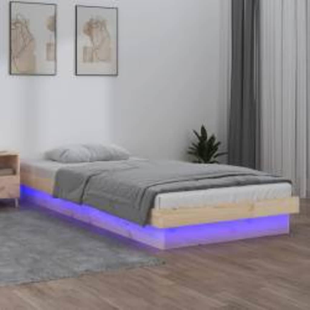 Massivholzbett mit LED-Beleuchtung 100x200 cm