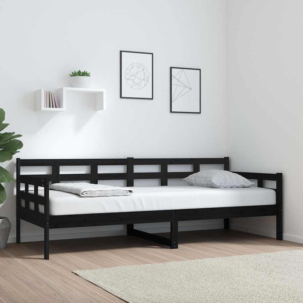 Tagesbett Schwarz Massivholz Kiefer 80x200 cm