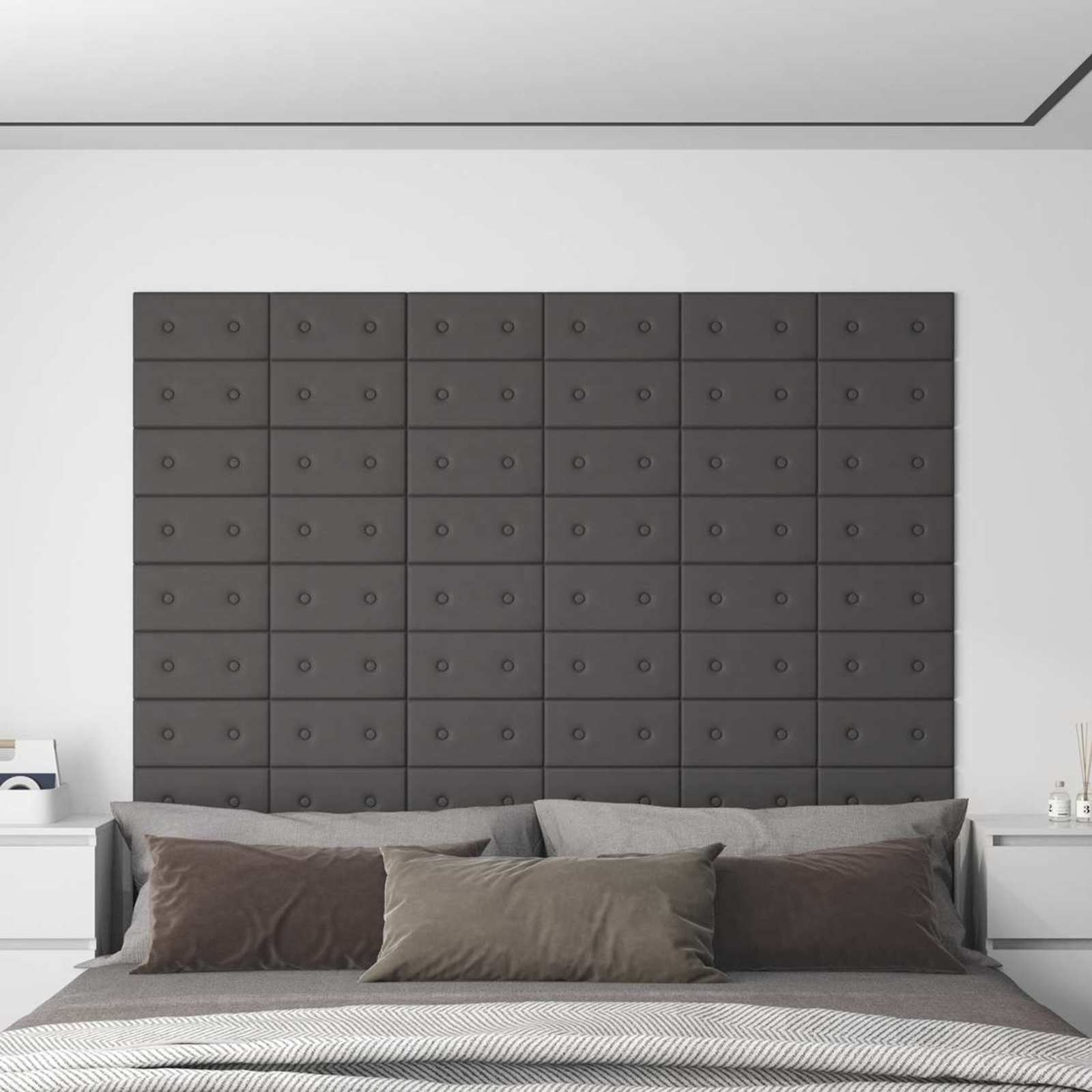 Wandkopfteilen 12 stk. Grau Kunstleder