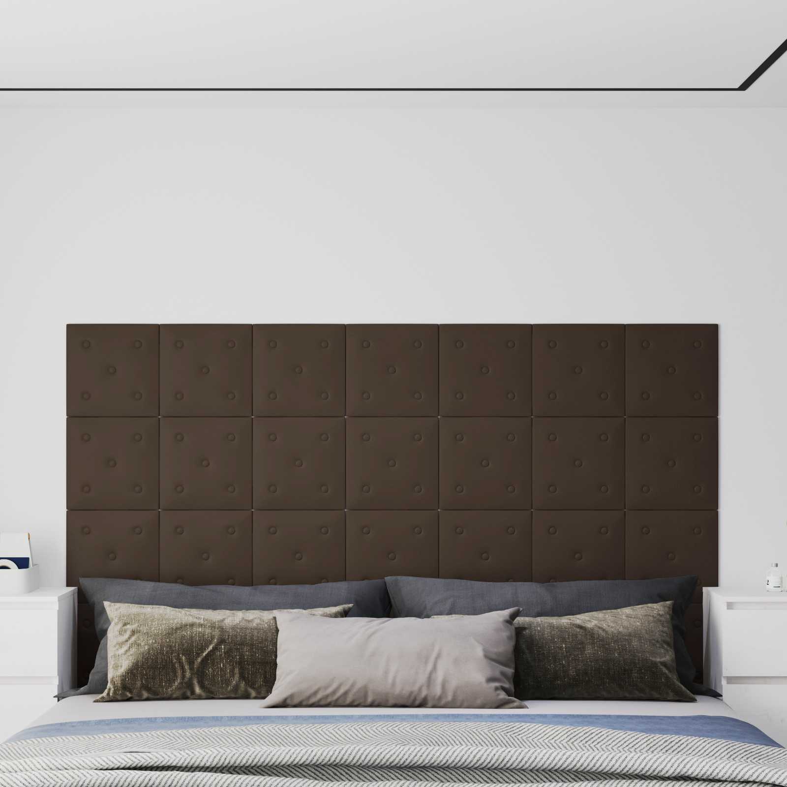 Wandkopfteilen 12 stk. Braun Kunstleder