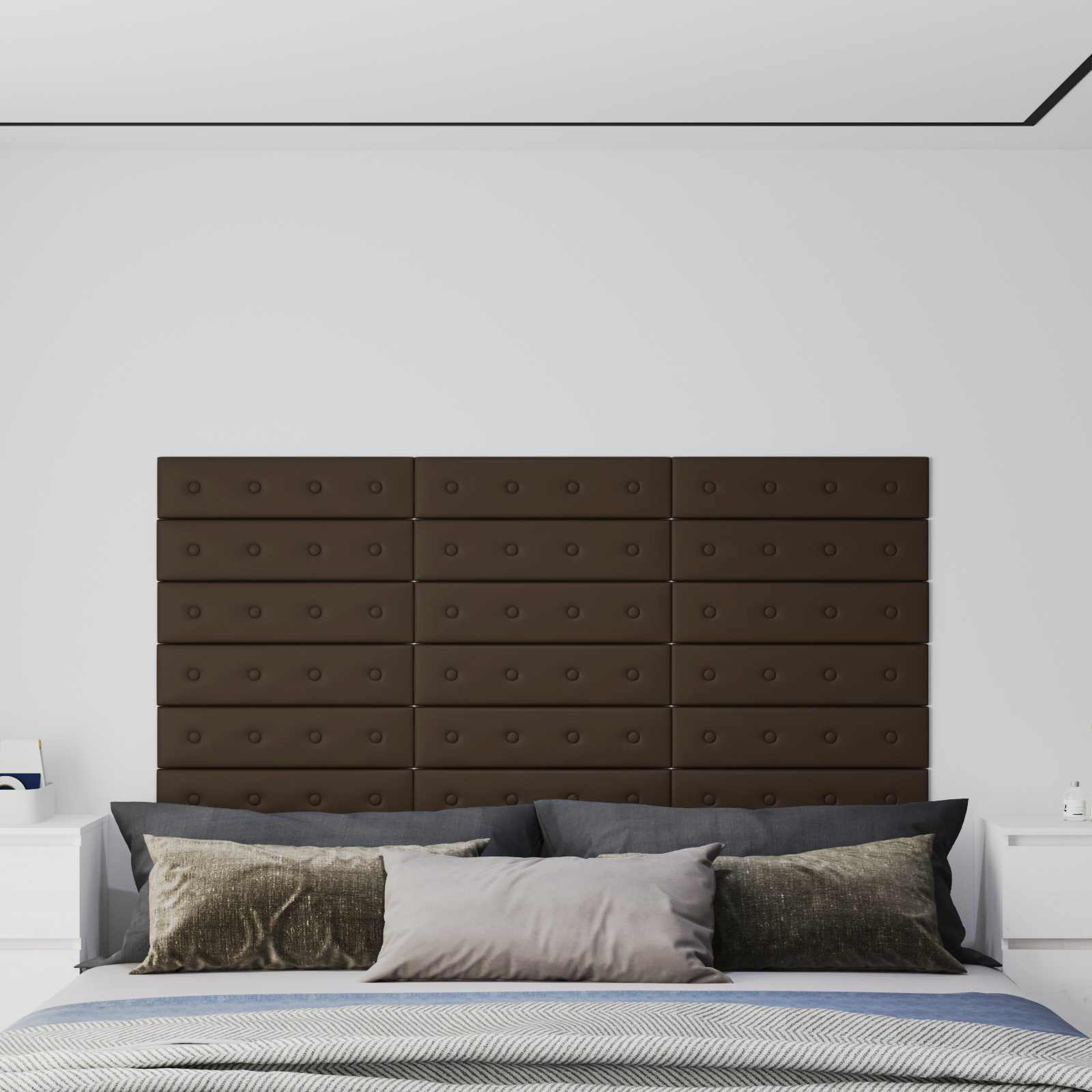 Wandkopfteilen 12 stk. Braun Kunstleder