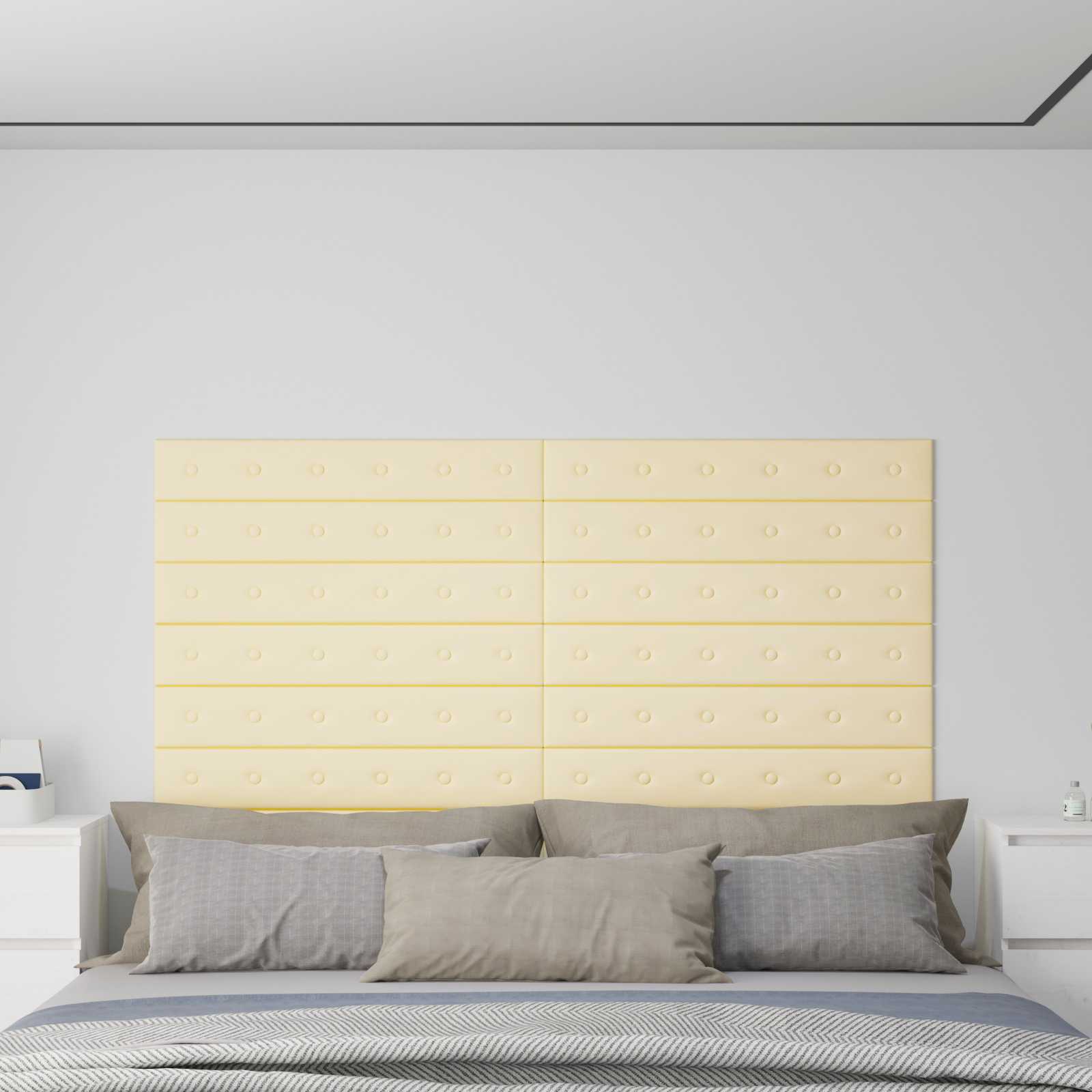 Wandkopfteilen 12 stk. Creme Kunstleder