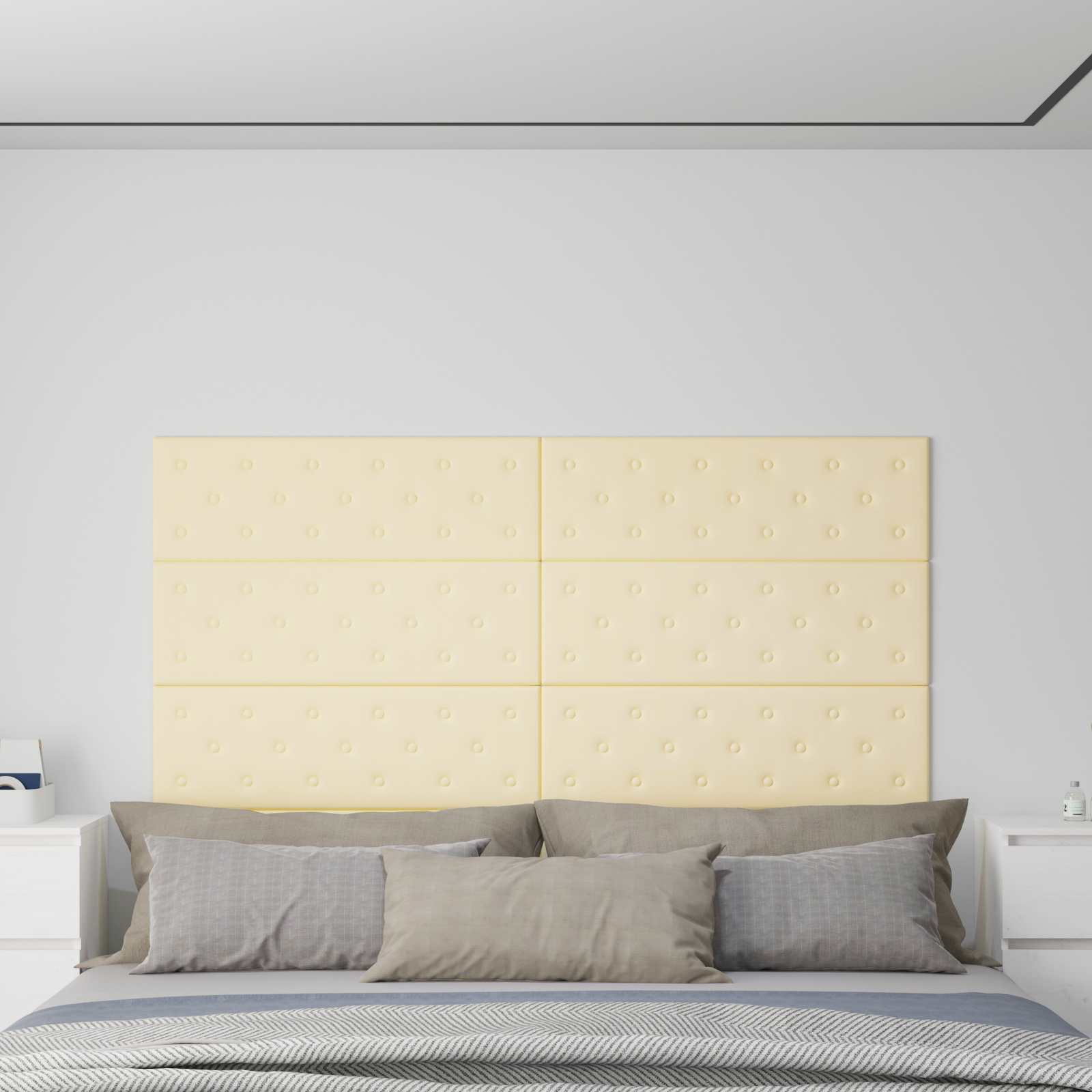 Wandkopfteilen 12 stk. Creme Kunstleder