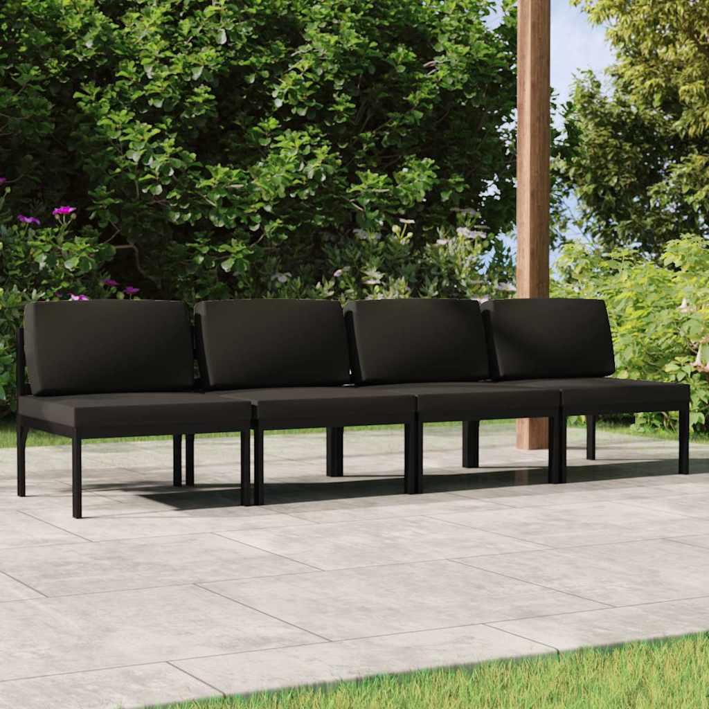 Gartensofa 4-Sitzer mit Kissen Aluminium Anthrazit
