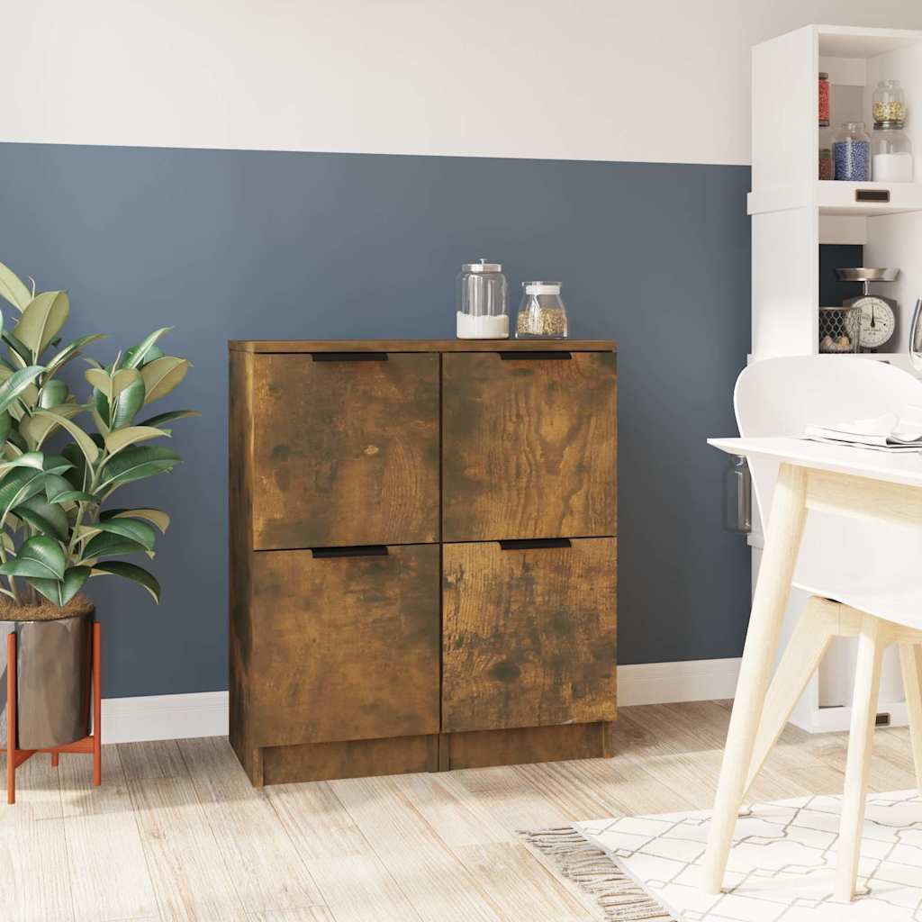 Sideboards 2 Stk. Räuchereiche 30x30x70 cm Holzwerkstoff